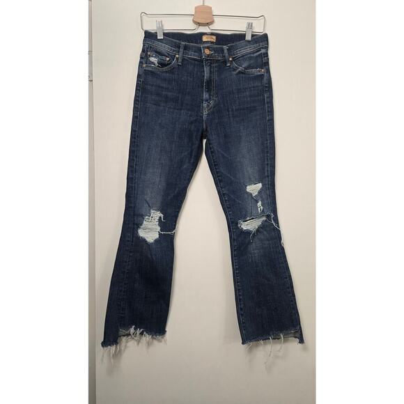 MOTHER The Insider Crop Step Fray Size 28 Wicked Wildflower Dark Wash Bootcut - Picture 5 of 13